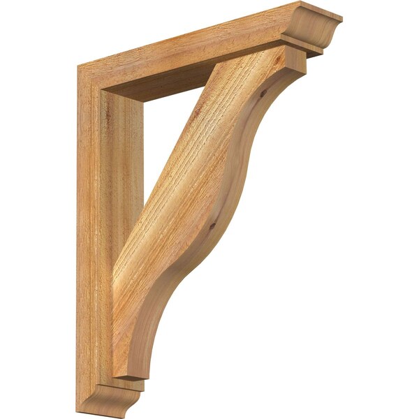 Ekena Millwork Funston Traditional Rough Sawn Bracket w/ Offset Brace, Western Red Cedar, 4"W x 18"D x 22"H BKT0402X18X22FST01RWR - main